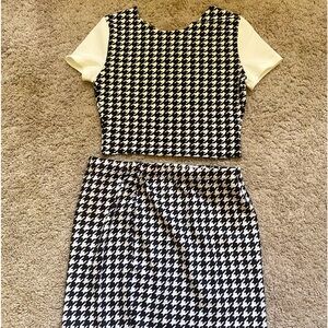 Black and White Crop Top & Skirt Set
